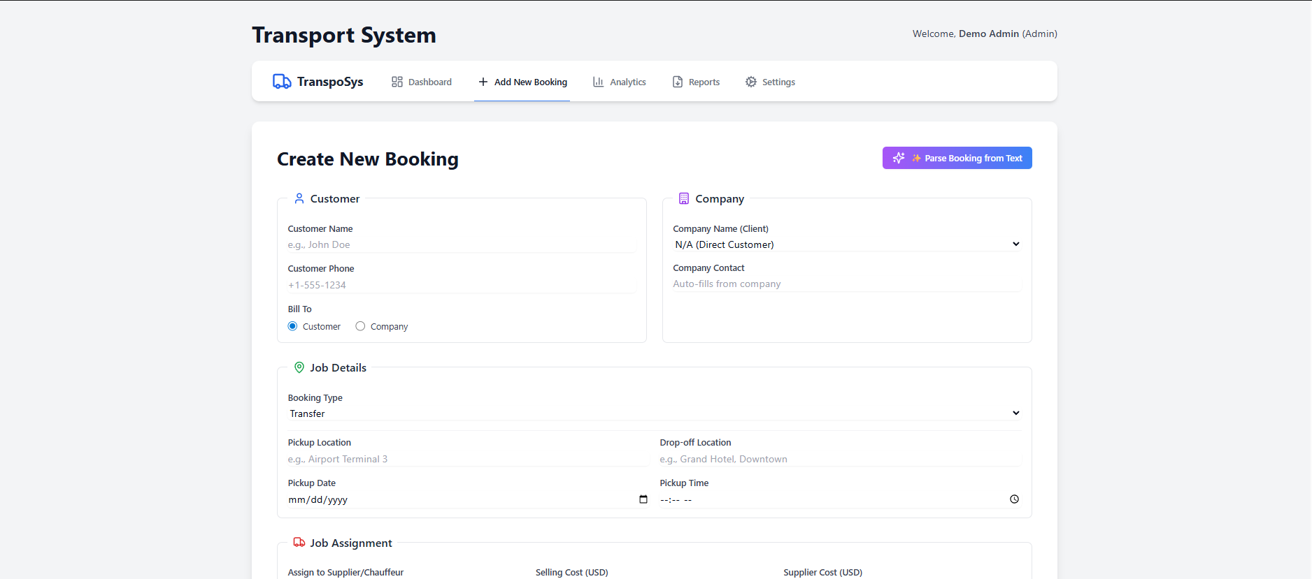 Rapidbook Create New Booking Screenshot